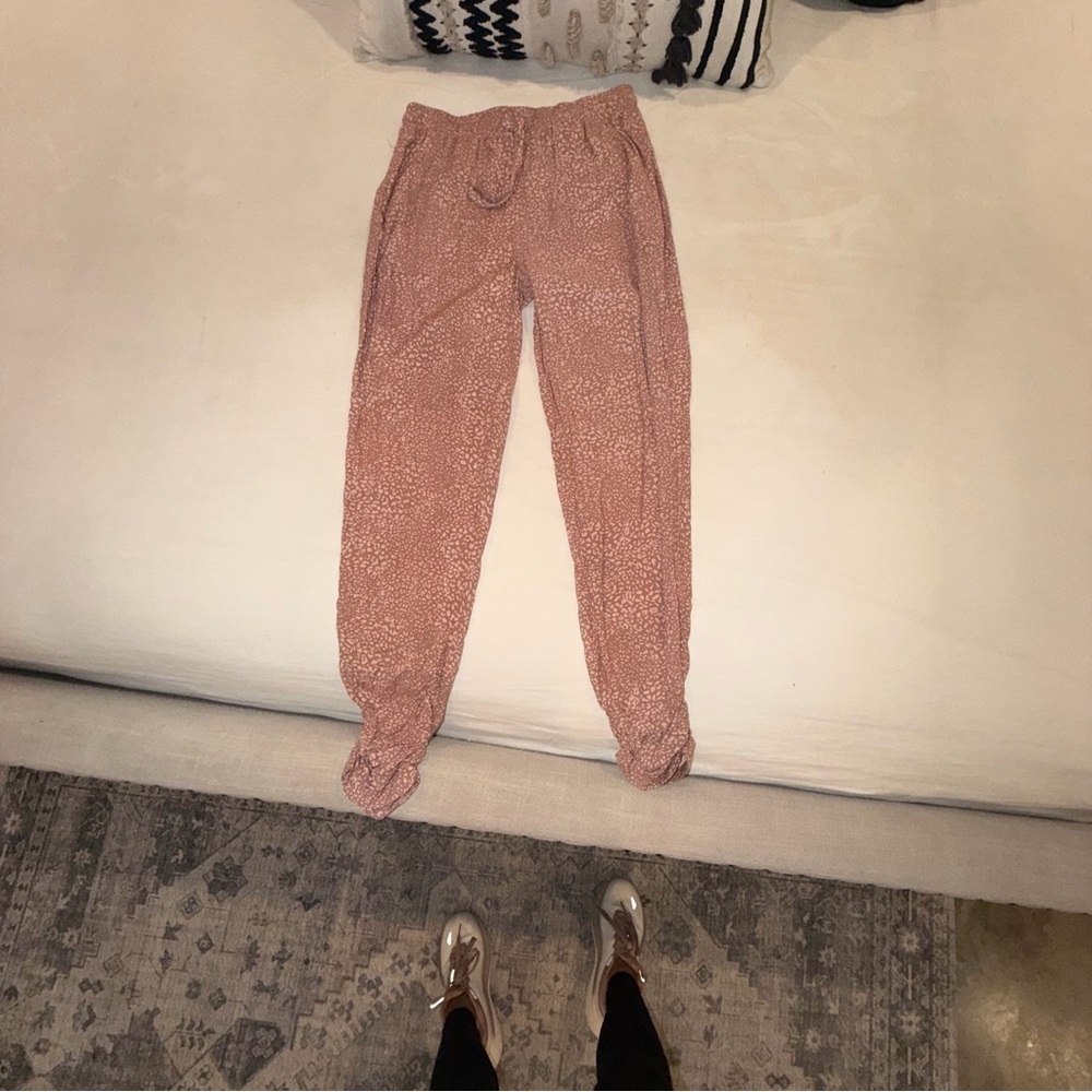 Thread & Supply Pink Boho Lounge Jogger Pants S Drawstring Elastic Waist Fall